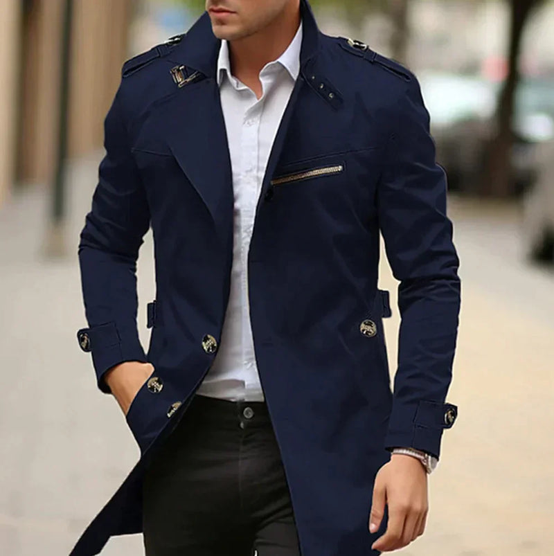 Adrian - Eleganter langärmeliger Trenchcoat mit Reverskragen und Taschen