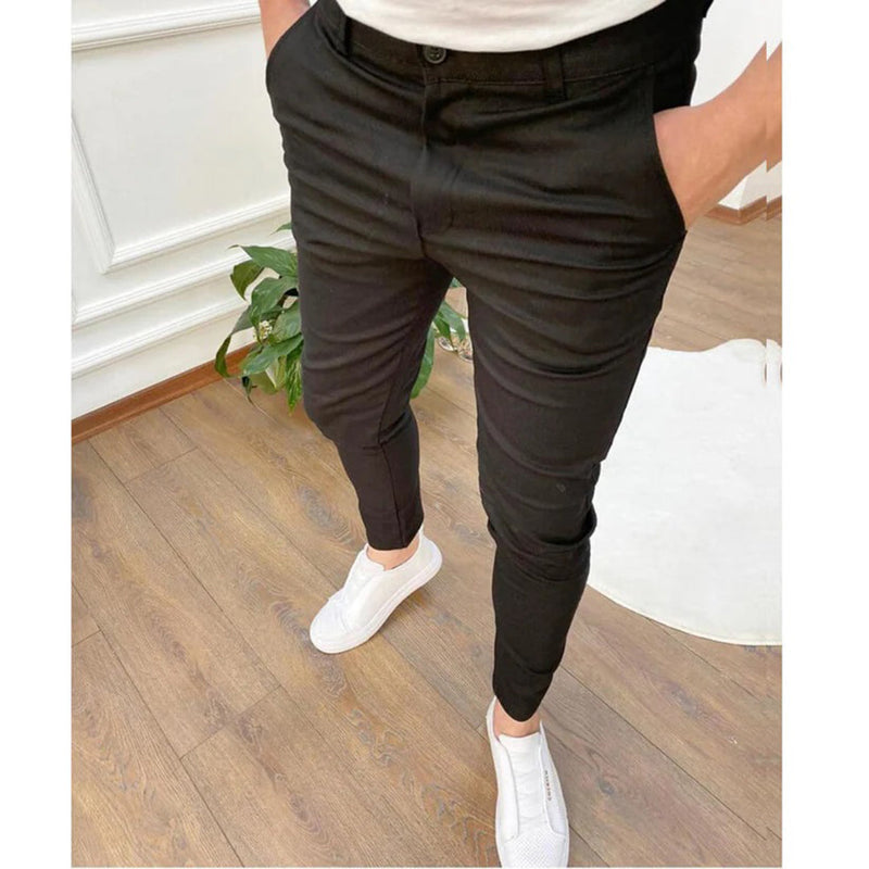 Adrian - Schlanke Passform Hose mit hohem Gummibund und funktionellen Taschen