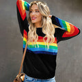 Freya - Rundhalsausschnitt Langärmelig  Regenbogen Druck Pullover