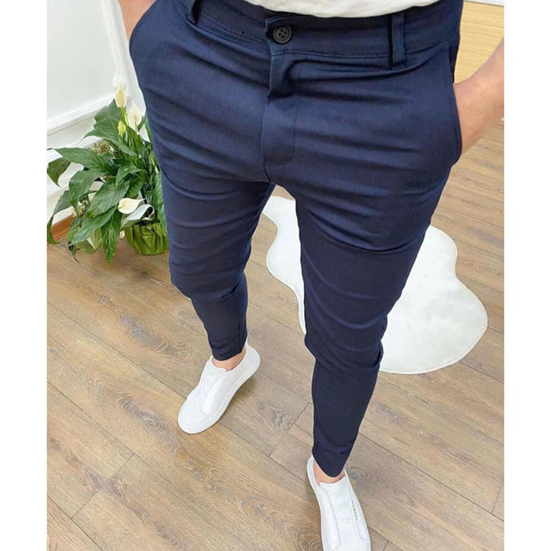 Adrian - Schlanke Passform Hose mit hohem Gummibund und funktionellen Taschen
