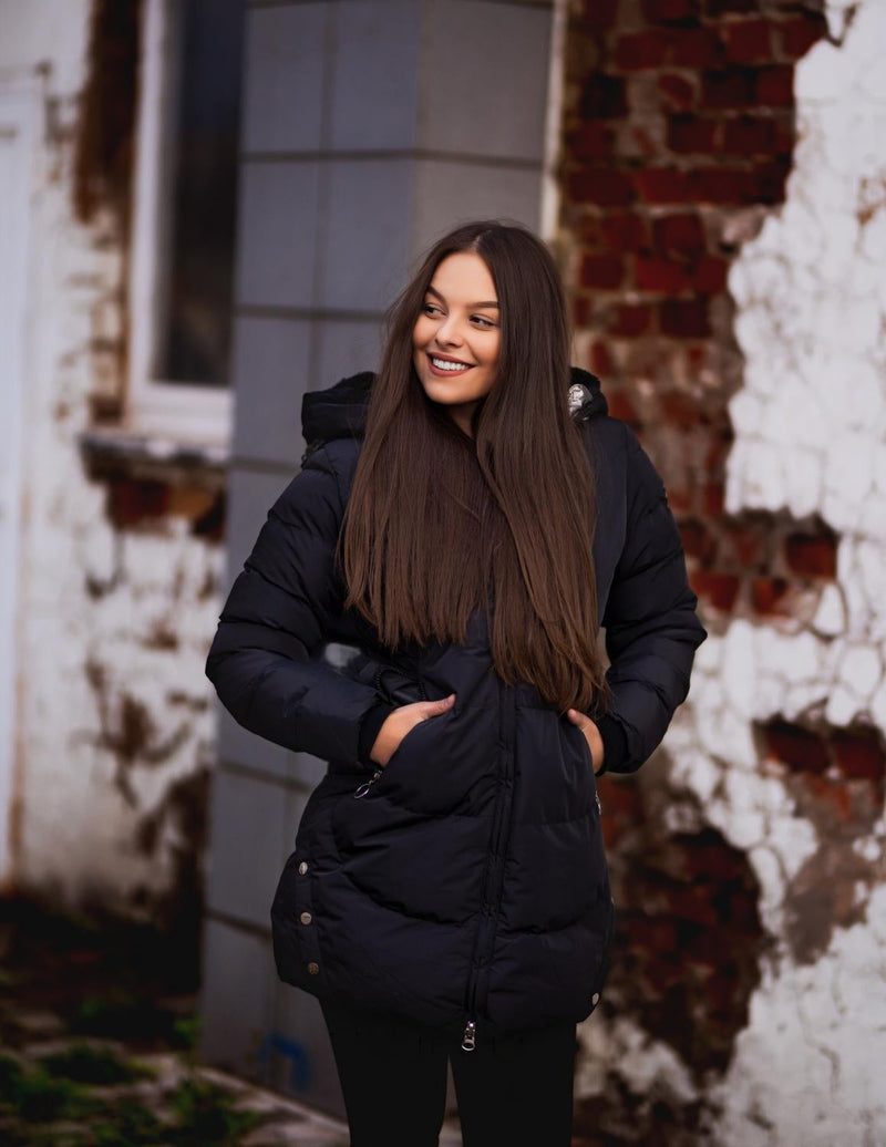 Nadia - Warmer Langärmelig Kapuze Mantel Mit Taschen