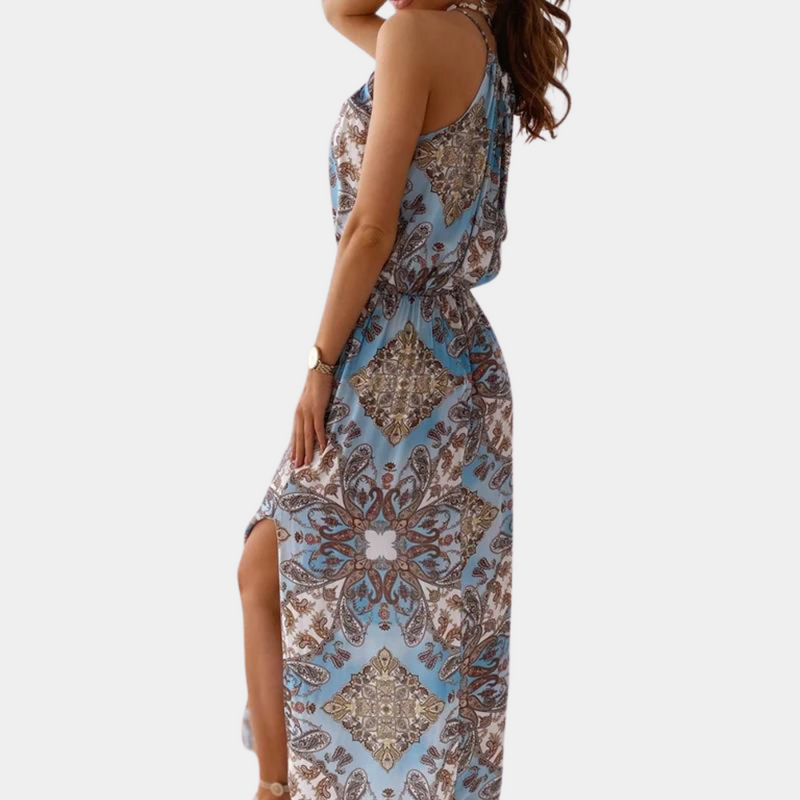Nayla – Neckholderkleid mit Seitenschlitz und ärmellos