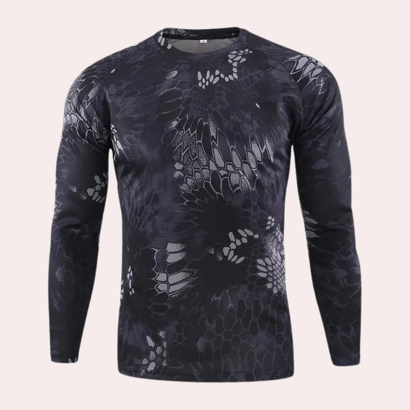 Darian – Langarmshirt mit robustem Muster und Rundhalsausschnitt