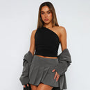 Alina - Lässiges schmal geschnittenes Eine Schulter Top mit ärmellosem Gestaltung