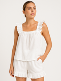 Elina – Stilvolles Pyjama Set Ärmelloses Rüschentop mit passenden Shorts