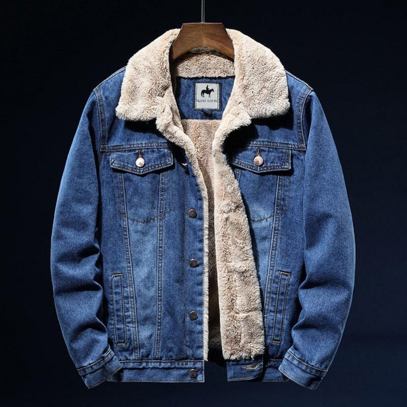 Eike - Langärmelig Vlies Auskleidung  Denim Jacke