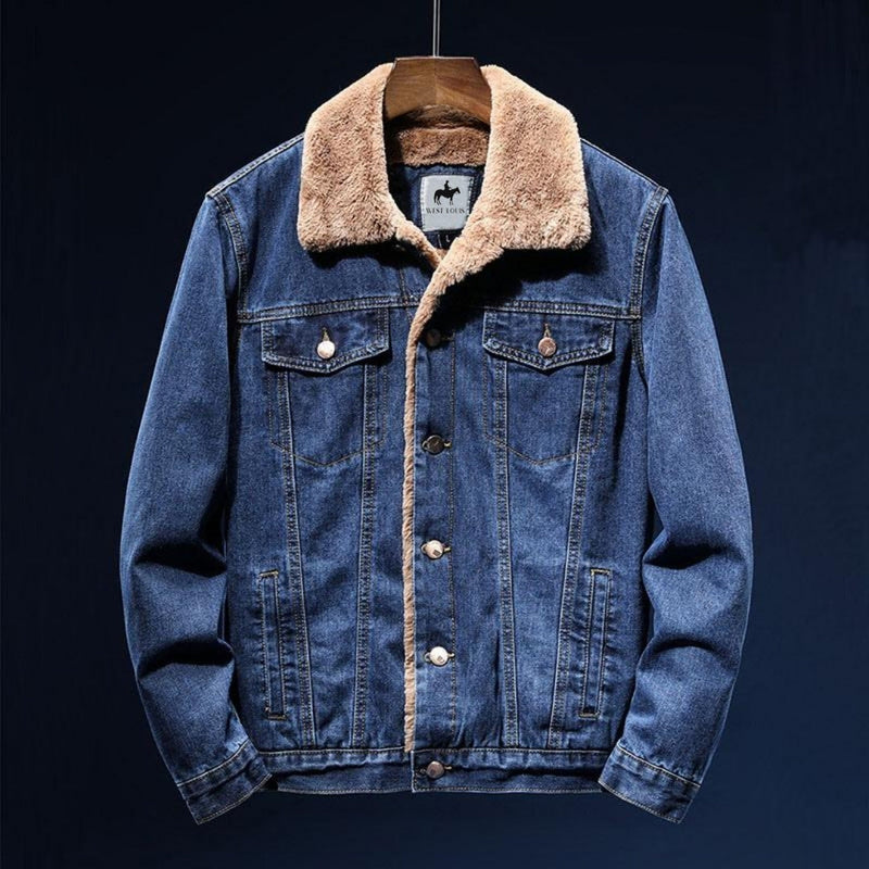 Eike - Langärmelig Vlies Auskleidung  Denim Jacke