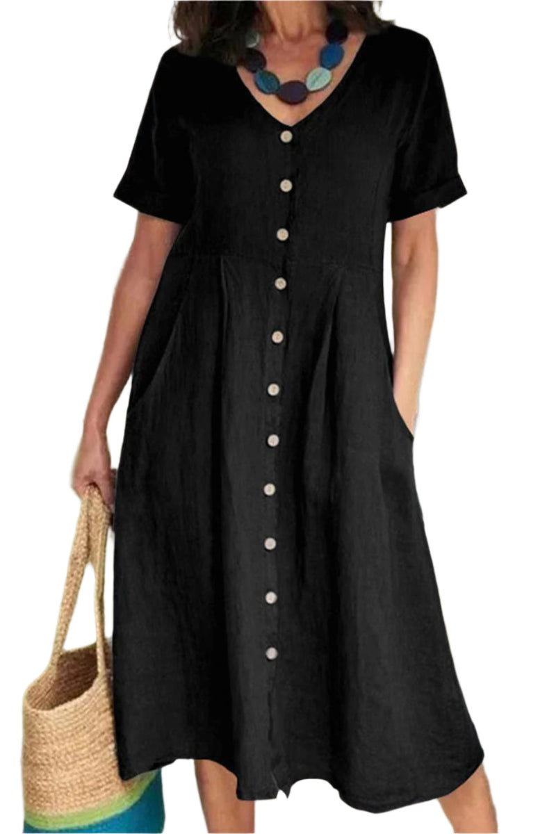 Candy - Elegantes Hemdkleid mit kurzen Ärmeln und Knopfleiste