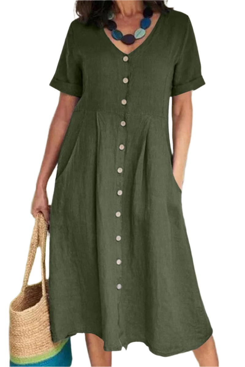 Candy - Elegantes Hemdkleid mit kurzen Ärmeln und Knopfleiste