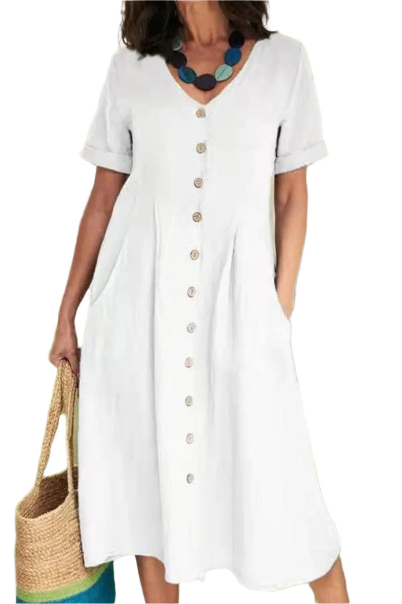 Candy - Elegantes Hemdkleid mit kurzen Ärmeln und Knopfleiste
