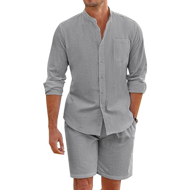 Richard - Langärmeliges Knopfhemd mit Taschen und kurzem Zweiteiler