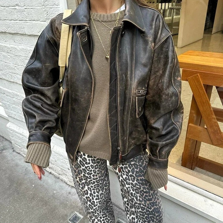 Miriam – Modische Lockere Passform hoher Taille Hose mit Leopardenmuster und Taschen