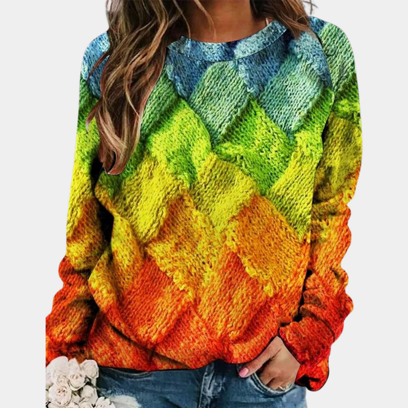 Walda - Lässiger Rundhals Pullover mit langen Ärmeln und stylischem Drucken