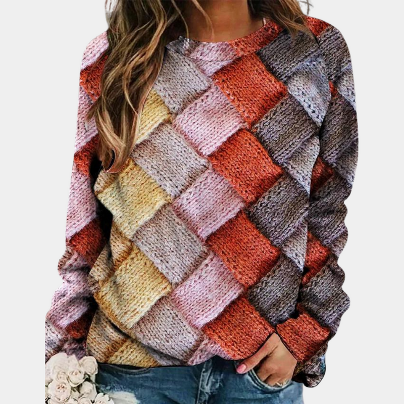 Walda - Lässiger Rundhals Pullover mit langen Ärmeln und stylischem Drucken