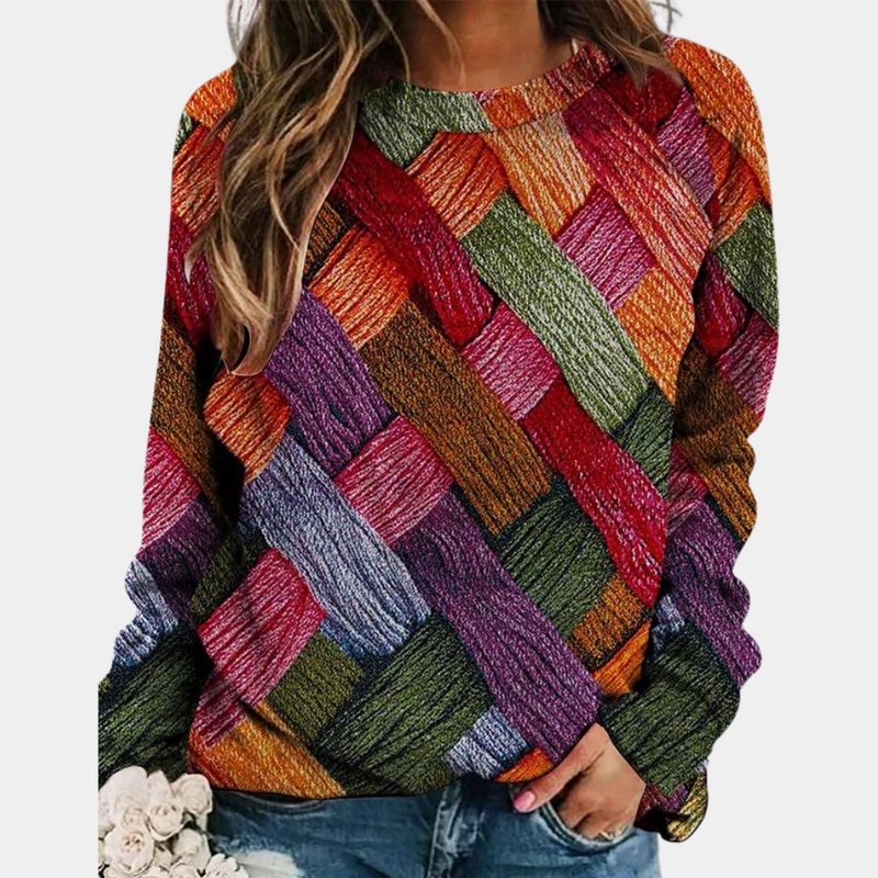 Walda - Lässiger Rundhals Pullover mit langen Ärmeln und stylischem Drucken