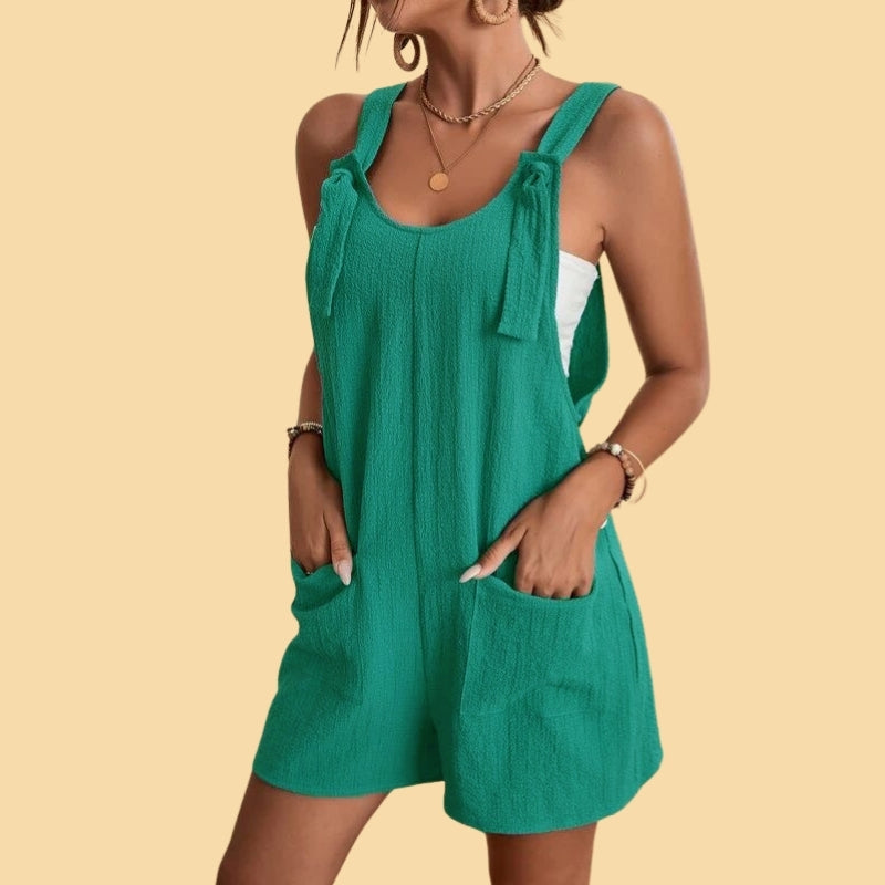 Pauline - Lässiger kurzer Jumpsuit mit Schulterträgern und Taschen