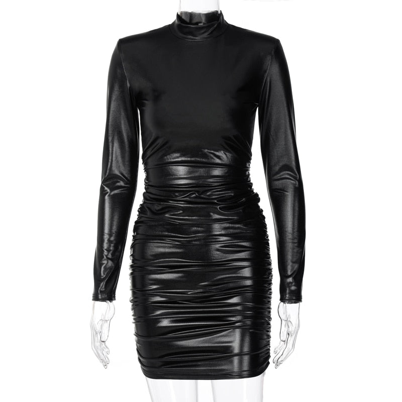 Vera – Lässiges Minikleid mit hohem Halsausschnitt und langen Ärmeln