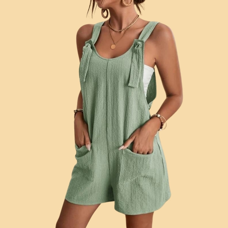 Pauline - Lässiger kurzer Jumpsuit mit Schulterträgern und Taschen