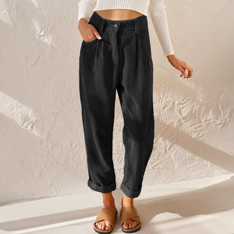 Yuna - Lässige Hose mit hoher Taille lockerer Passform und geraden Beinen