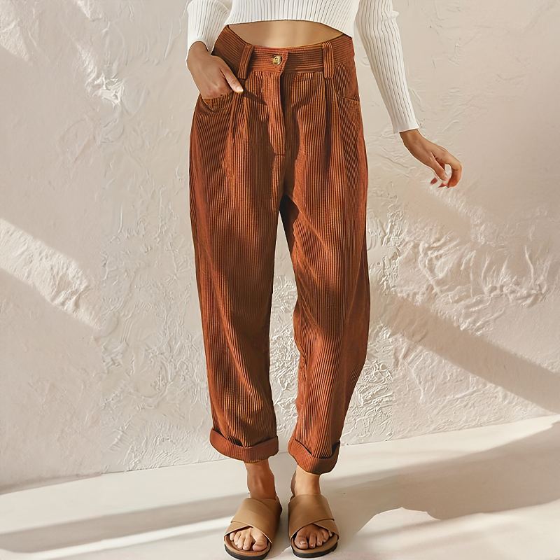 Yuna - Lässige Hose mit hoher Taille lockerer Passform und geraden Beinen