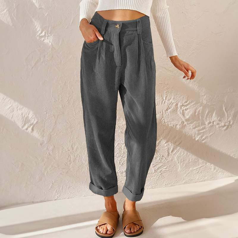 Yuna - Lässige Hose mit hoher Taille lockerer Passform und geraden Beinen