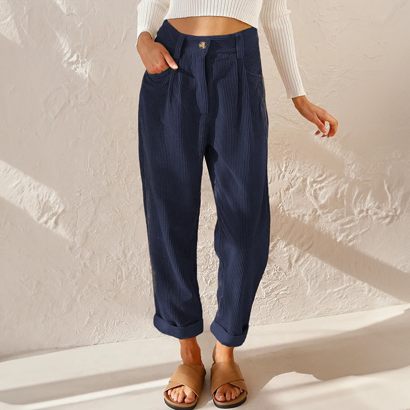 Yuna - Lässige Hose mit hoher Taille lockerer Passform und geraden Beinen