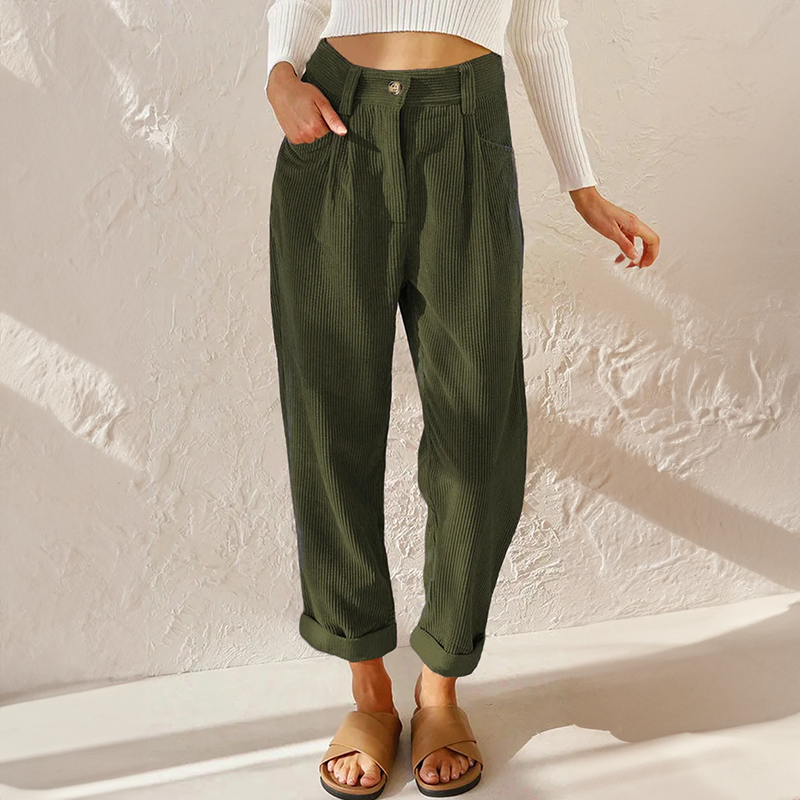 Yuna - Lässige Hose mit hoher Taille lockerer Passform und geraden Beinen