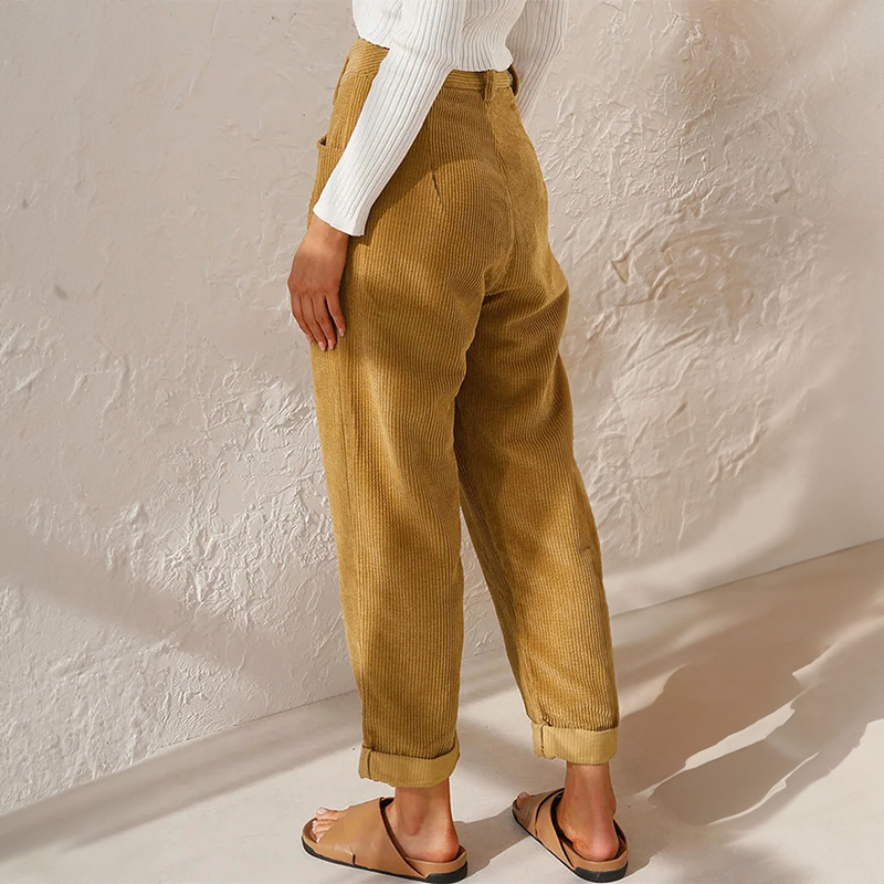 Yuna - Lässige Hose mit hoher Taille lockerer Passform und geraden Beinen