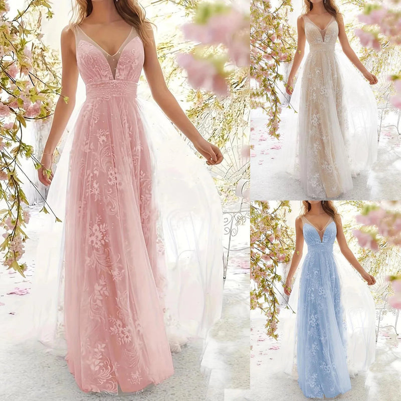 Claudia – Stilvolles ärmelloses Maxikleid mit V Ausschnitt und hoher Taille Entwerfen
