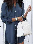 Zabrina - Modisches locker sitzendes Button Down Shirt Kleid mit langen Ärmeln und Tasche