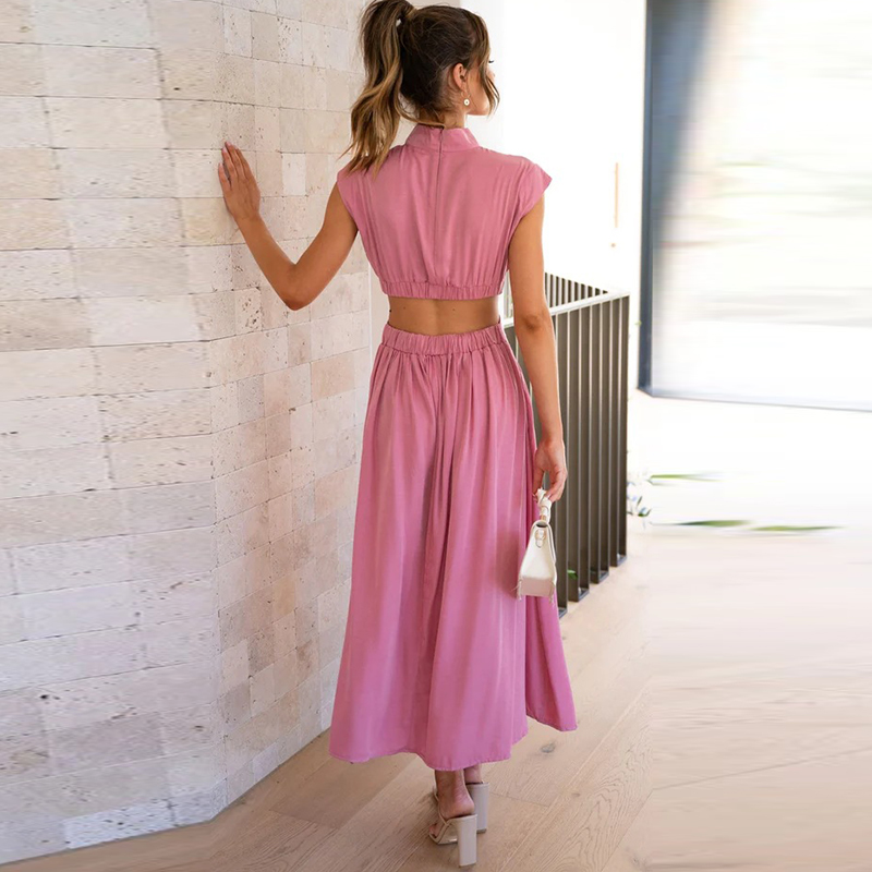 Emilia – Modisches ärmelloses langes Kleid mit Rollkragen für mühelosen Style