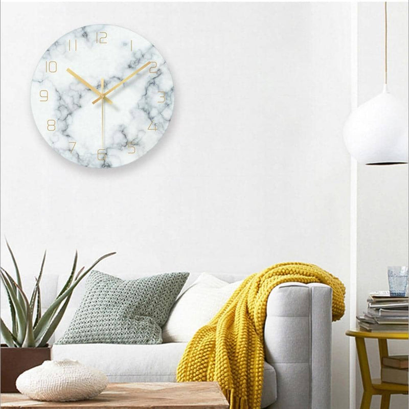 TickLure – Dekorative Wanduhr mit Marmoroptik und geräuschlosem Uhrwerk