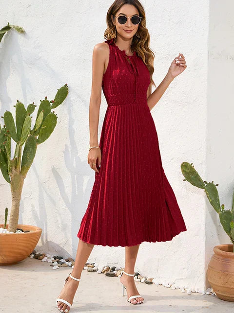 Beatrix - Modisches ärmelloses Plisseekleid mit Neckholder