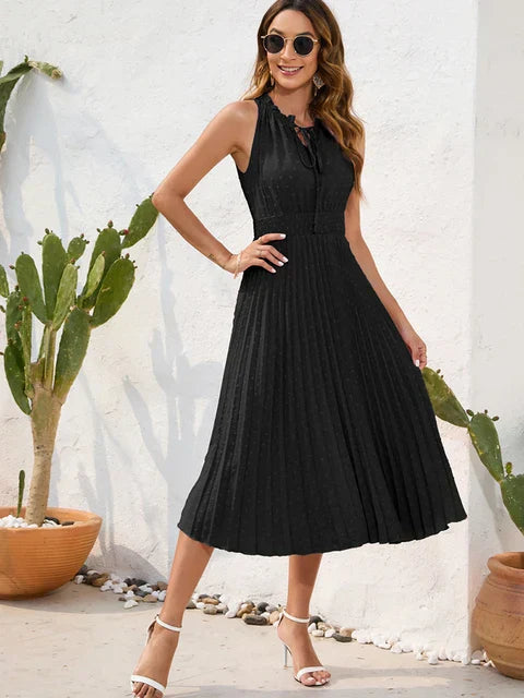 Beatrix - Modisches ärmelloses Plisseekleid mit Neckholder