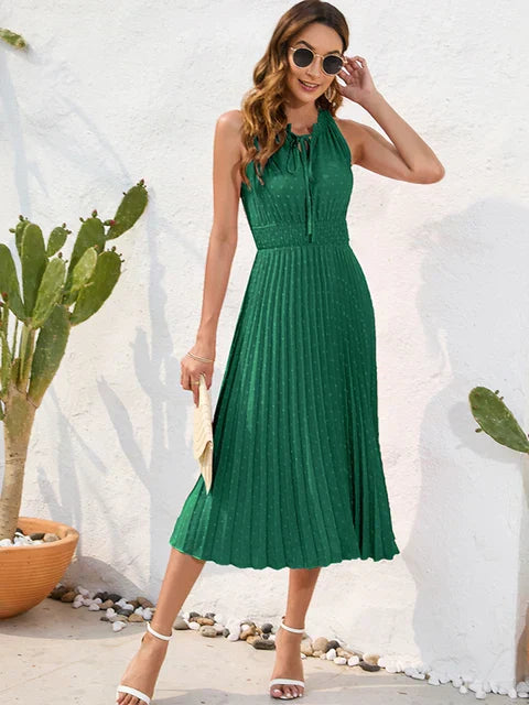 Beatrix - Modisches ärmelloses Plisseekleid mit Neckholder