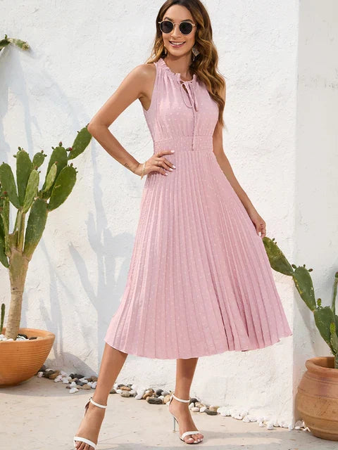 Beatrix - Modisches ärmelloses Plisseekleid mit Neckholder