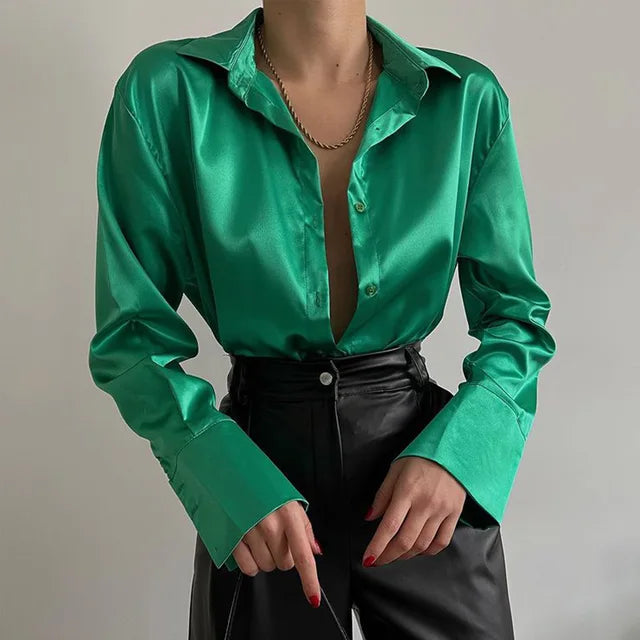 Anna - Elegantes langärmeliges Hemd mit Umlegekragen und Knöpfen