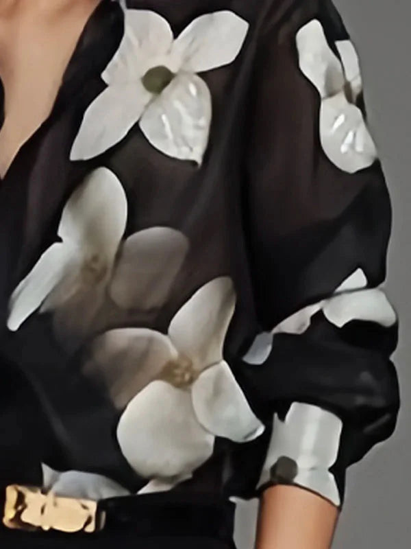 Zoya – Lässige Bluse mit Puffärmeln und Print und Kragen mit Knopfleiste vorne