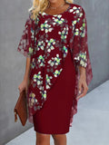 Sarah – Elegantes Blumenkleid mit Rundhalsausschnitt und langen Ärmeln
