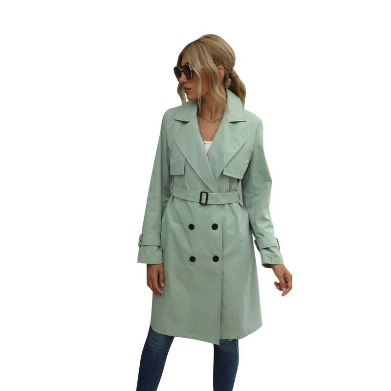 Elsa - Lässiger langärmeliger Trenchcoat mit Reverskragen und doppelter Knopfleiste