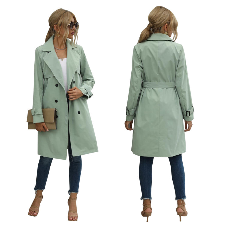 Elsa - Lässiger langärmeliger Trenchcoat mit Reverskragen und doppelter Knopfleiste