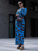 Thaisa - Modisches langärmeliges Kleid mit Rundhalsausschnitt und einzigartigen Mustern