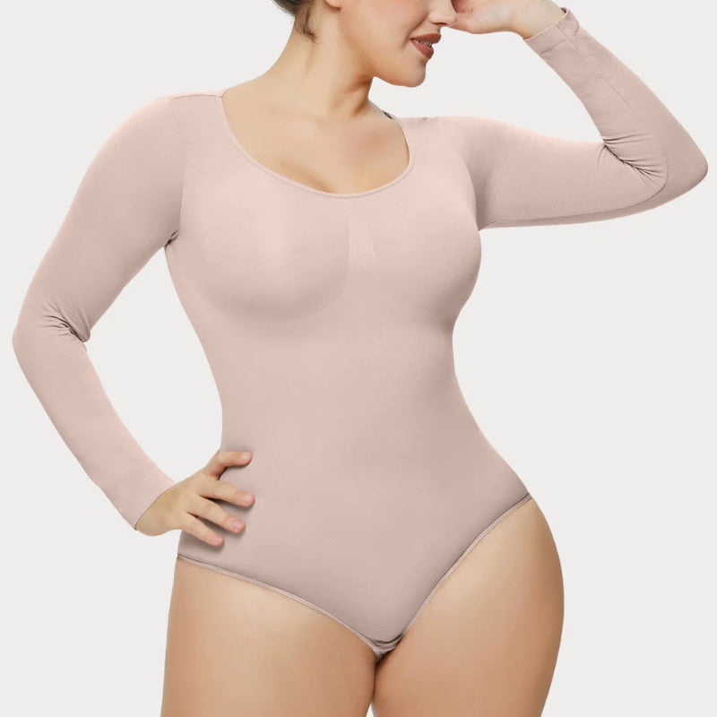 Elina – Slim Fit Langarm Bodysuit mit Rundhalsausschnitt und Bauch weg Entwerfen