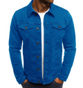 Adam - Langärmelig Schaltfläche Denim Jacke Mit Taschen