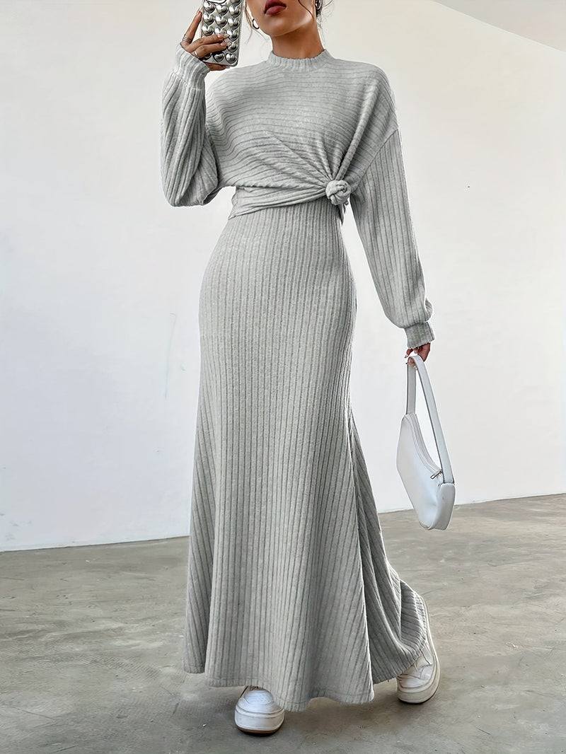 Emma - Ärmelloses Langes Kleid Mit Rundhalsausschnitt Pullover Zweiteiliges Satz