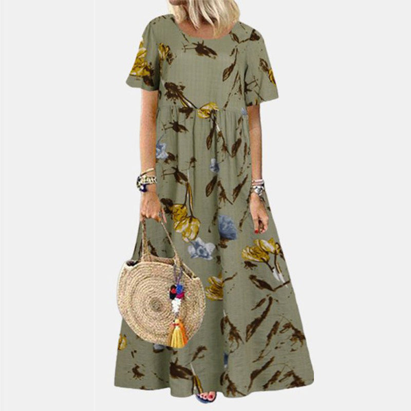 Tabea – Blumendruck Kleid mit Rundhalsausschnitt und langen Ärmeln
