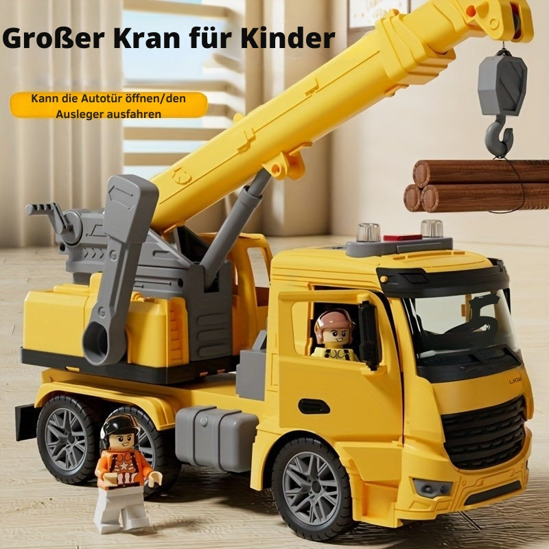 LiftMaster - Crane Truck Spielzeug Robustes Baufahrzeug mit realistischen Geräuschen und beweglichem Kran