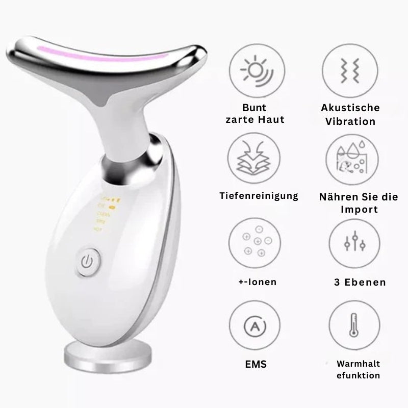SkinVibe – Anti Falten Facelift Massagegerät mit LED Lichttherapie für Gesicht und Hals