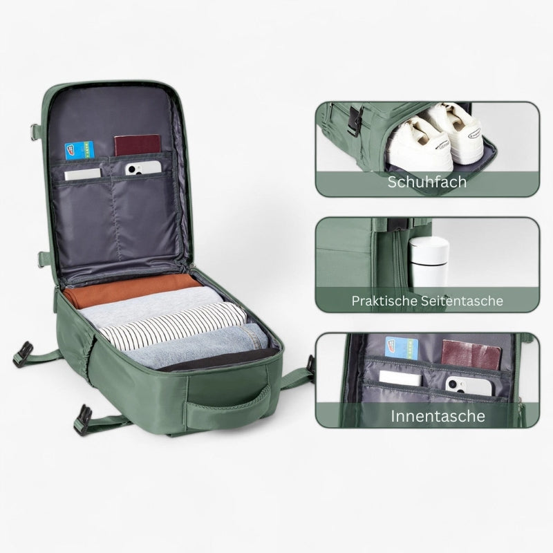 PackGlide – Kompakter Reiserucksack mit geräumigem Stauraum und gepolsterten Schultergurten