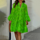 Vesper – Anmutiges Midikleid mit Laternenärmeln und klassischer Knopfleiste